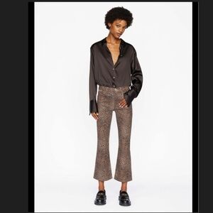 Frame Le Crop Mini Boot Midrise Jeans W30 Sand Leopard